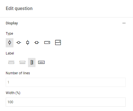 Choice question settings panel