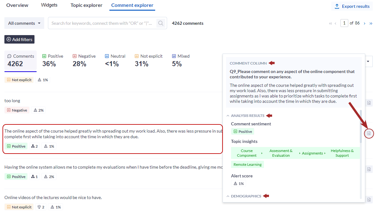 Comment explorer - comment details