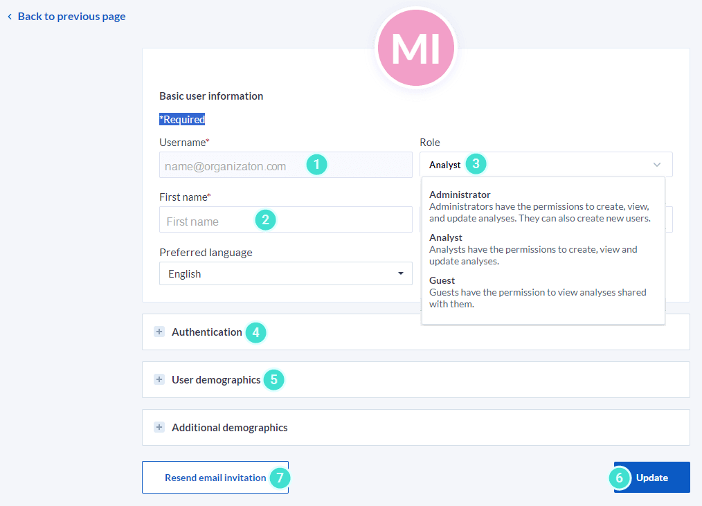 Edit users information