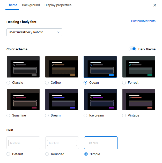 Choose a theme