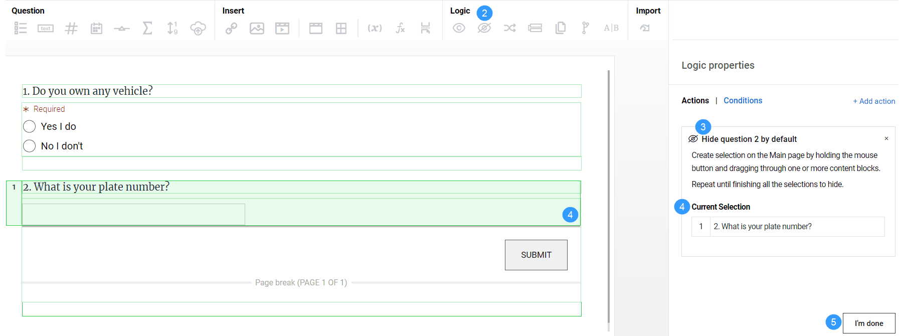 Setting up display and hide logic