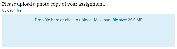 Example of a media upload question