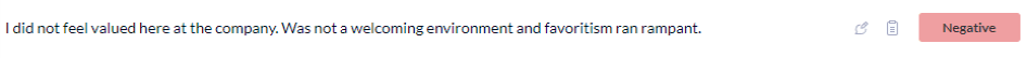 Negative sentiment - did not feel valued
