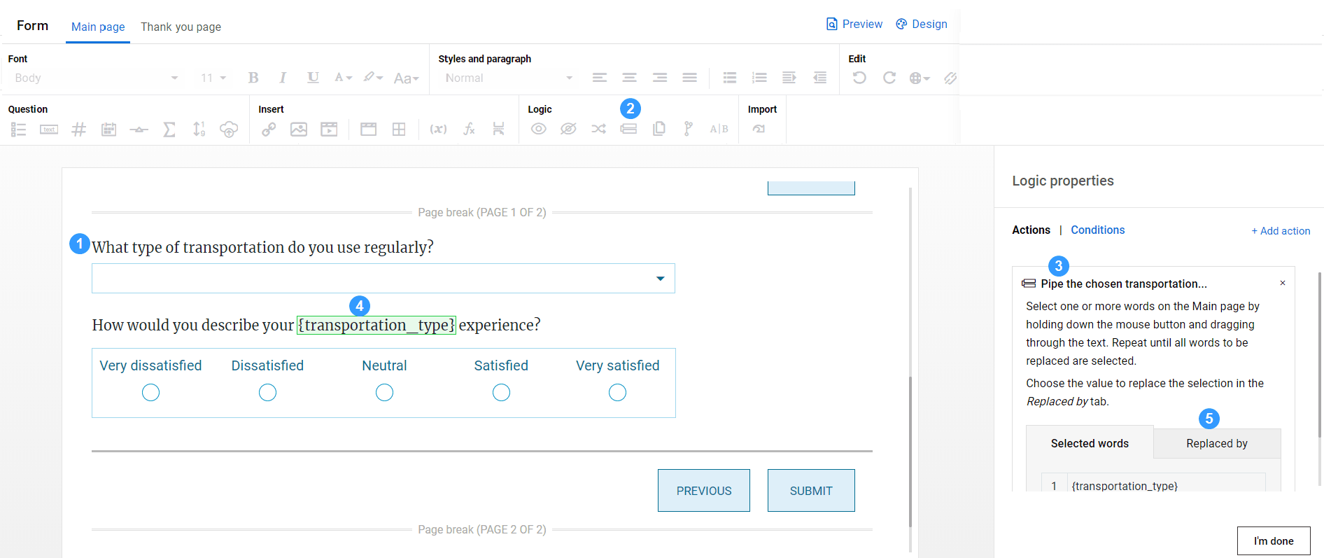 select the text to replace in the main page by dragging the mouse over the target text, the selection is then displayed in the Selected words section.
