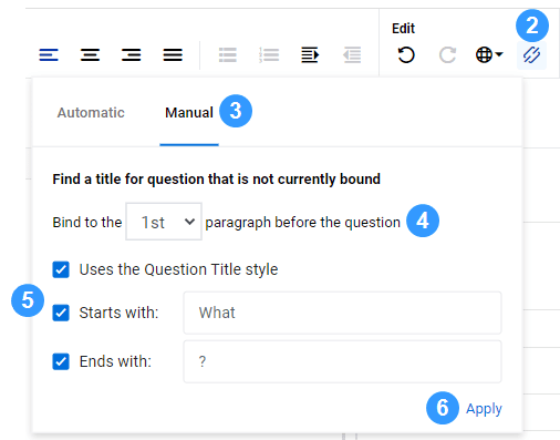 Manually bind a title to a question