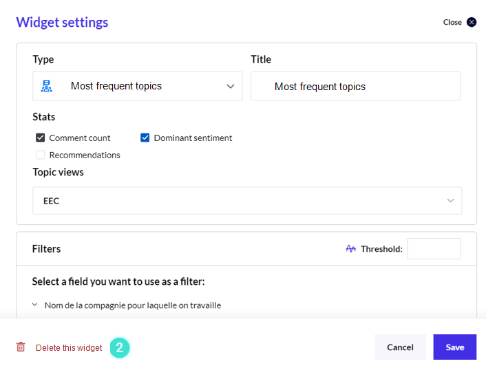 Remove widget from dashboard