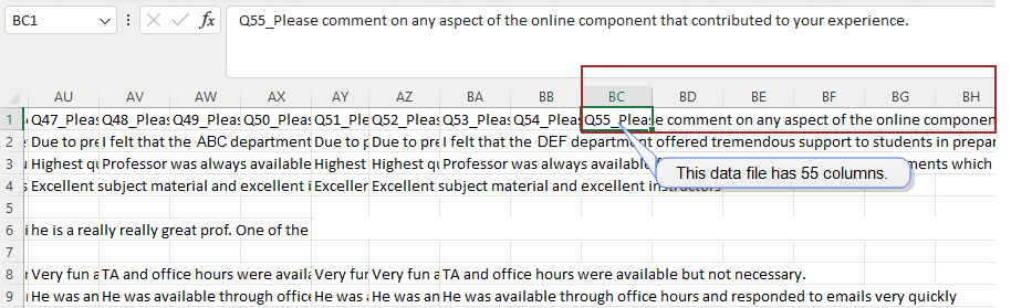 Attempting to upload more than 50 columns