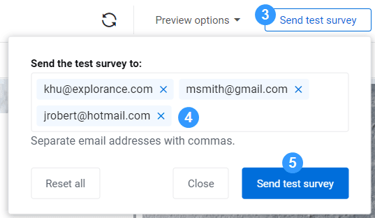 Send test survey