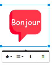 Select the inserted image or video to pop-up the action menu, inside of which there are three options: the display drop-down, the alignment drop-down, and to remove the image or video.