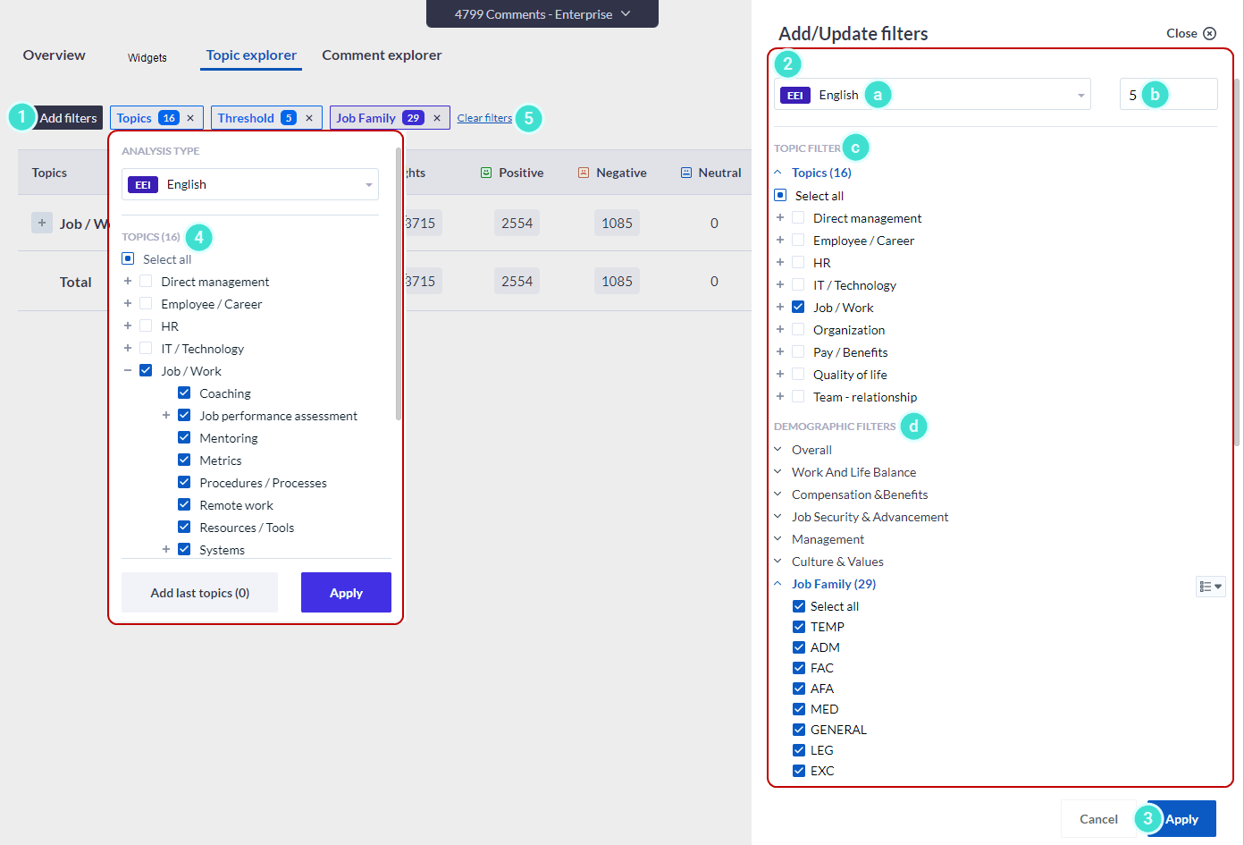 Add / Update Filters in the Topics Explorer