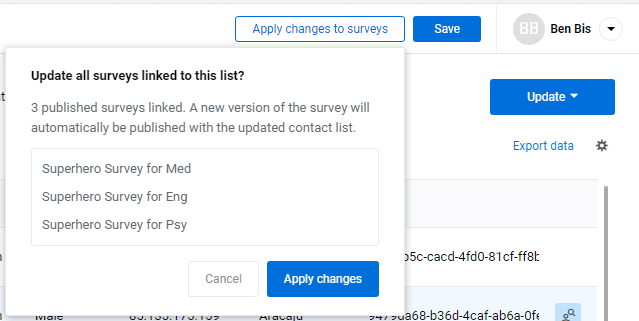 Update all survey links