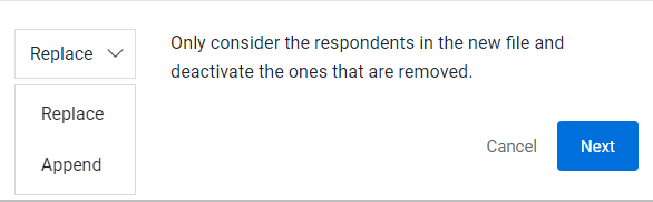 Replace or append respondents